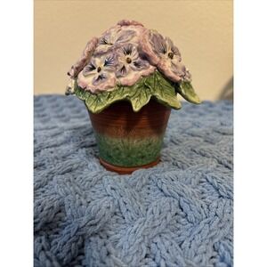 Fitz & Floyd Essentials Forever in Bloom Pansies Lidded Trinket Jar